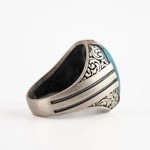 Ottoman Relief Motif Turquoise Ring  Ring  Charmora Jewelry
