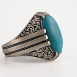 Ottoman Relief Motif Turquoise Ring  Ring  Charmora Jewelry