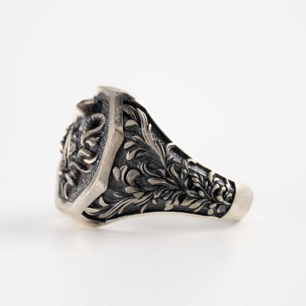 Detailed Octopus Tentacle Signet Ring  Ring  Charmora Jewelry