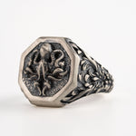 Detailed Octopus Tentacle Signet Ring  Ring  Charmora Jewelry