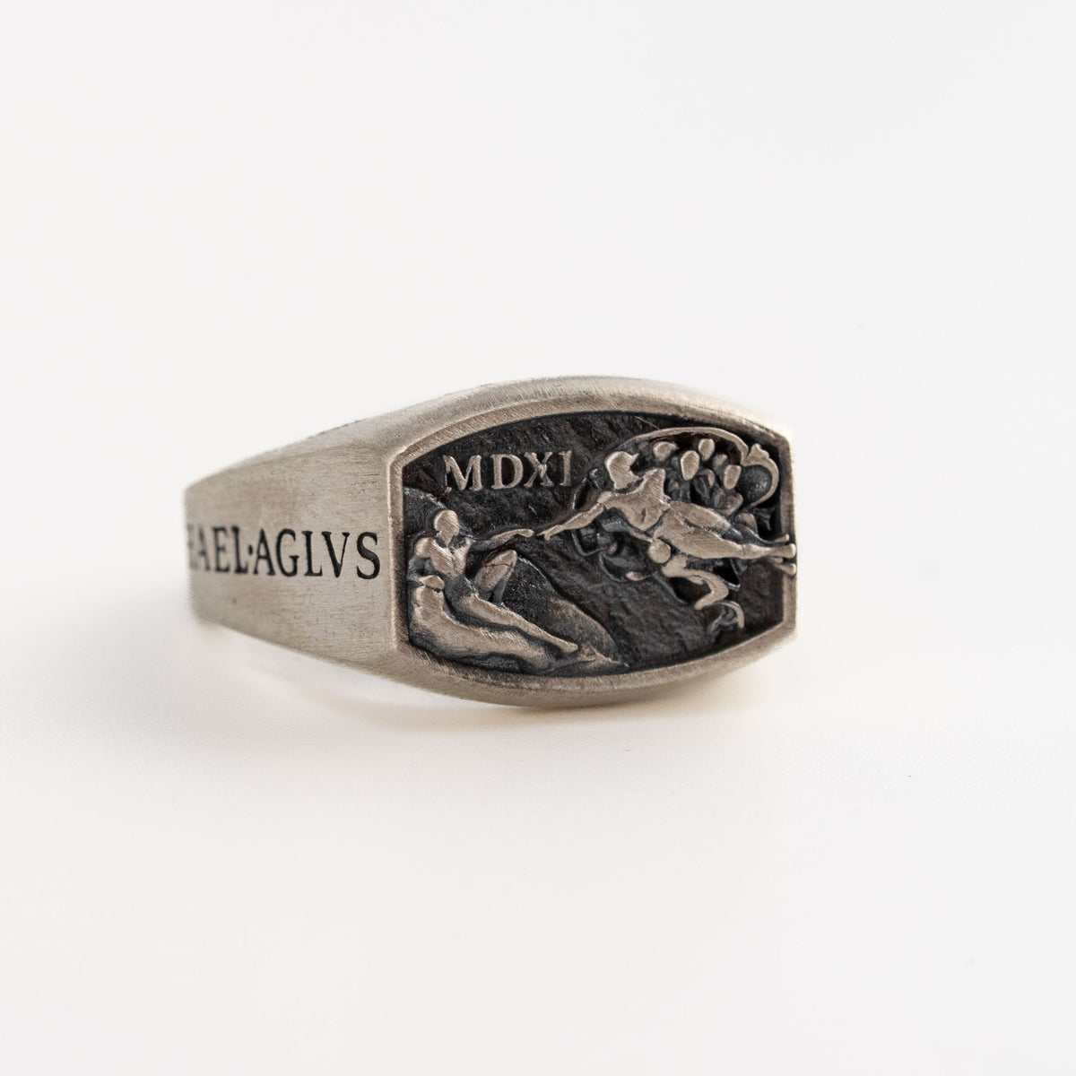 Creation of Adam Relief Signet Ring  Ring  Charmora Jewelry