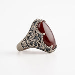 Carnelian Relief Motif Signet Ring  Ring  Charmora Jewelry