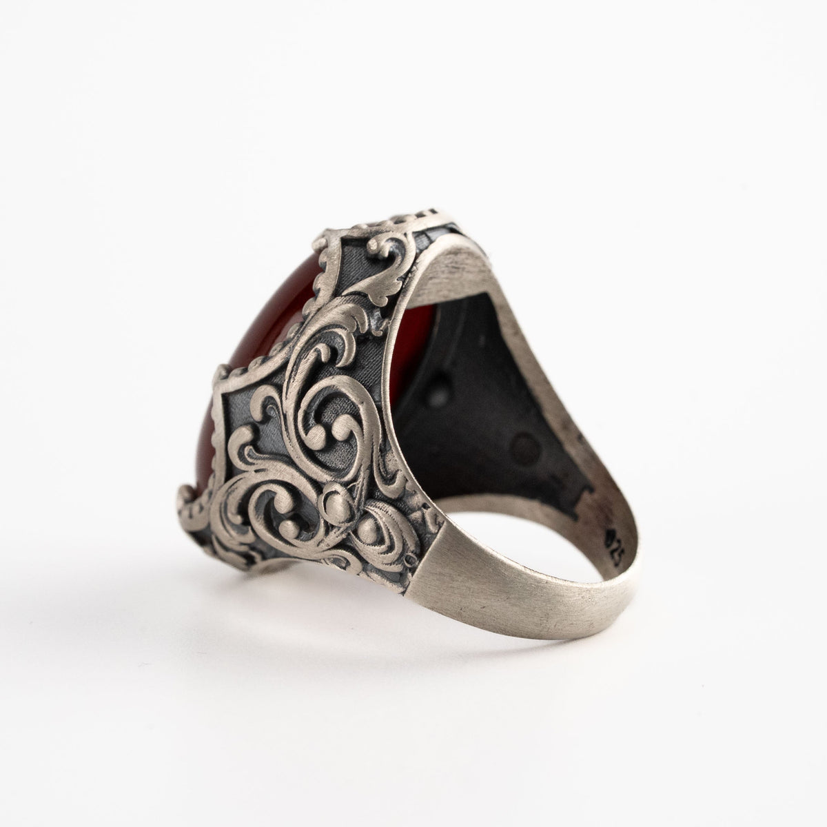 Carnelian Relief Motif Signet Ring  Ring  Charmora Jewelry