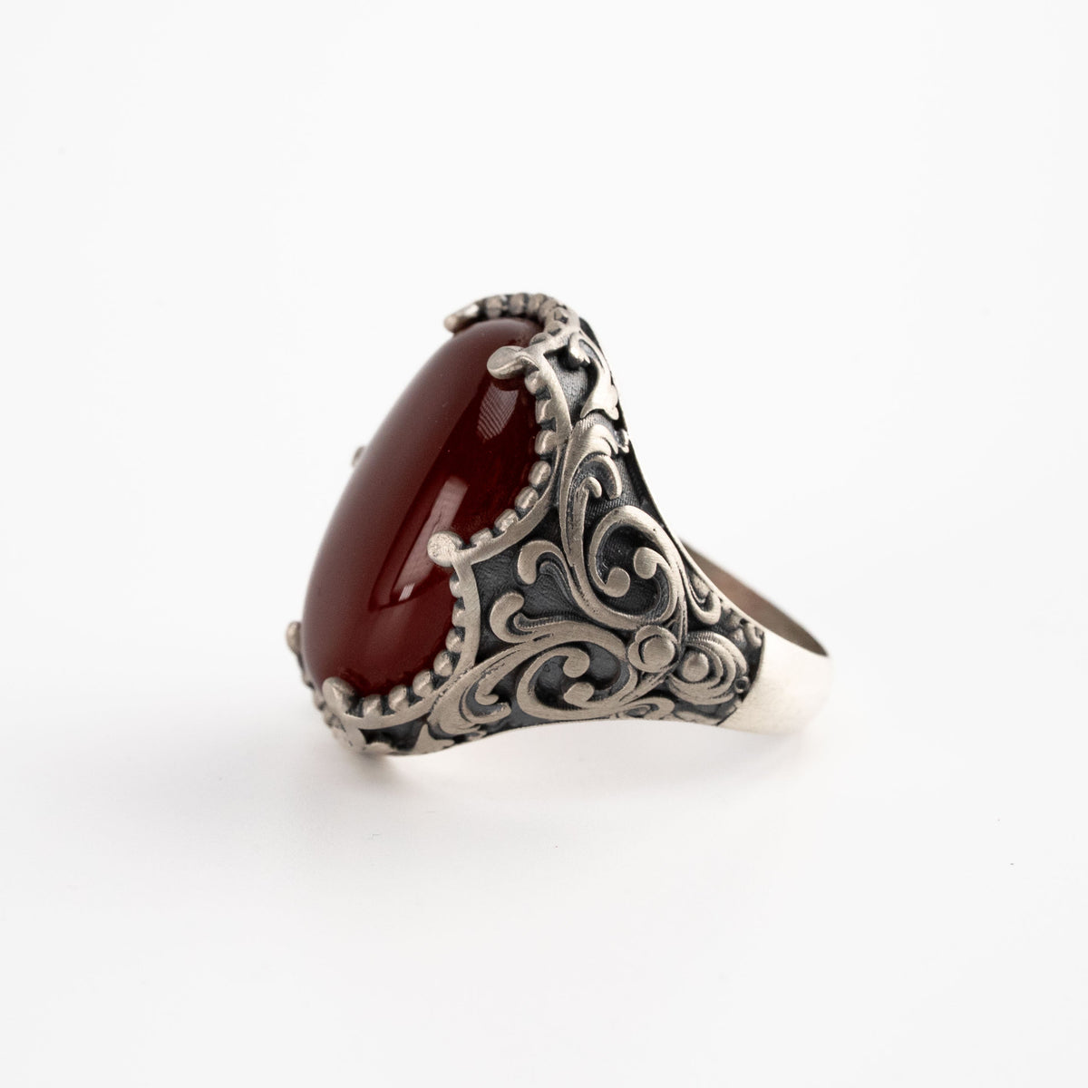 Carnelian Relief Motif Signet Ring  Ring  Charmora Jewelry