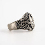 Athena Owl Relief Motif Signet Ring  Ring  Charmora Jewelry