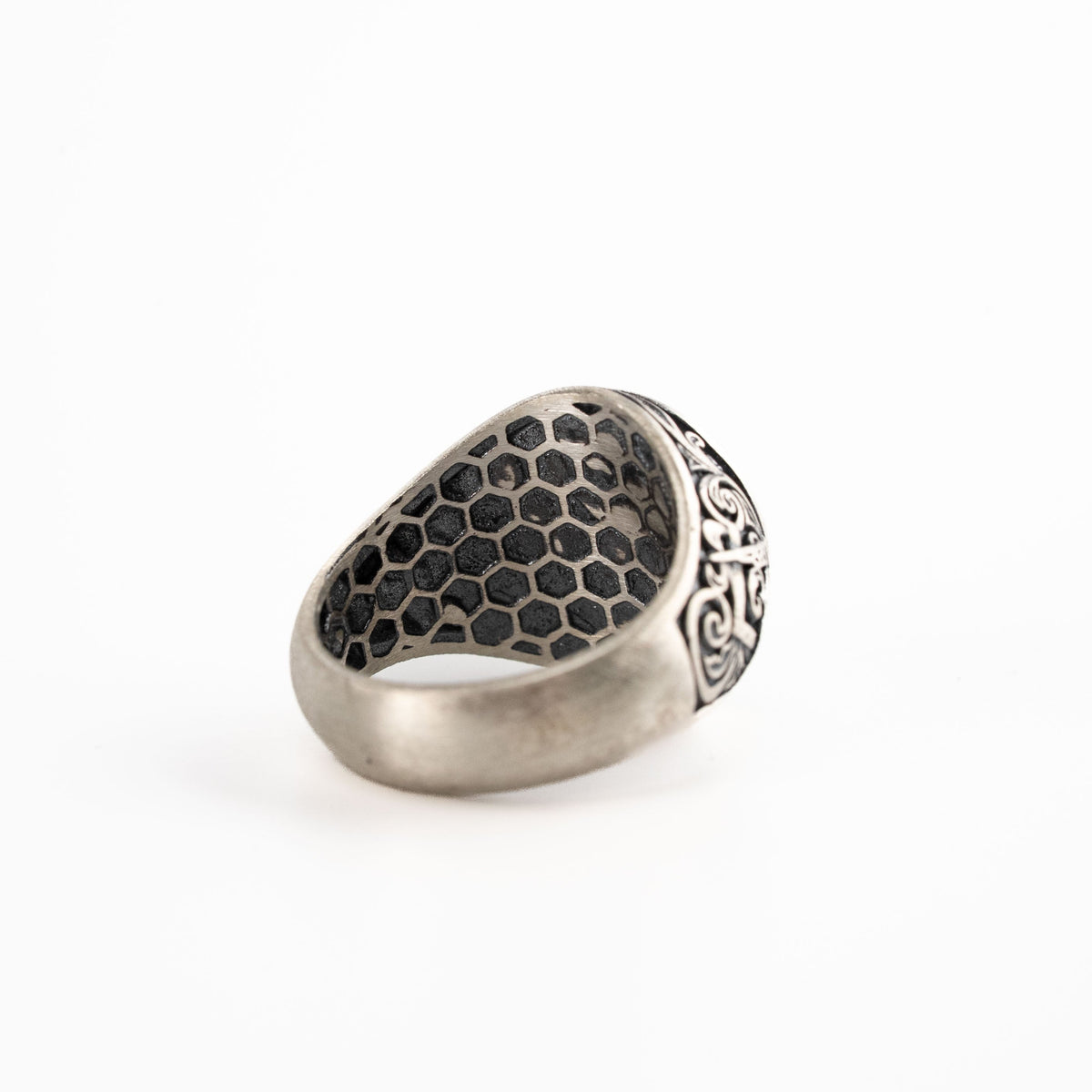Athena Owl Relief Motif Signet Ring  Ring  Charmora Jewelry