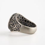 Athena Owl Relief Motif Signet Ring  Ring  Charmora Jewelry