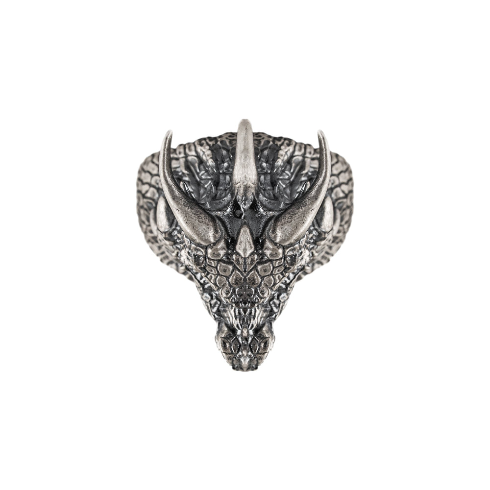 Gothic Dragon Head Relief Motif Ring  Ring  Charmora Jewelry