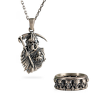 Cloaked Figure and Skull Jewelry Set  Charmora Jewelry