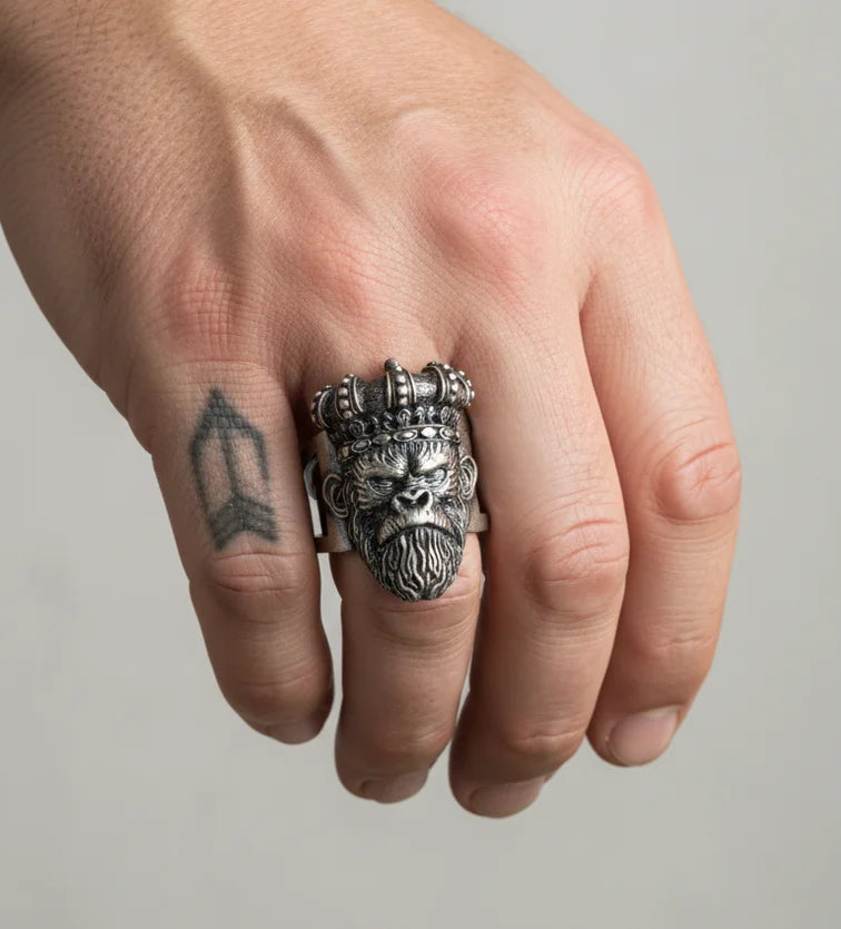 Sculpted Gorilla Head Figurative Ring  Ring Charmora Jewelry