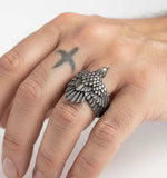 Eagle Wing Relief Motif Ring  Ring Charmora Jewelry