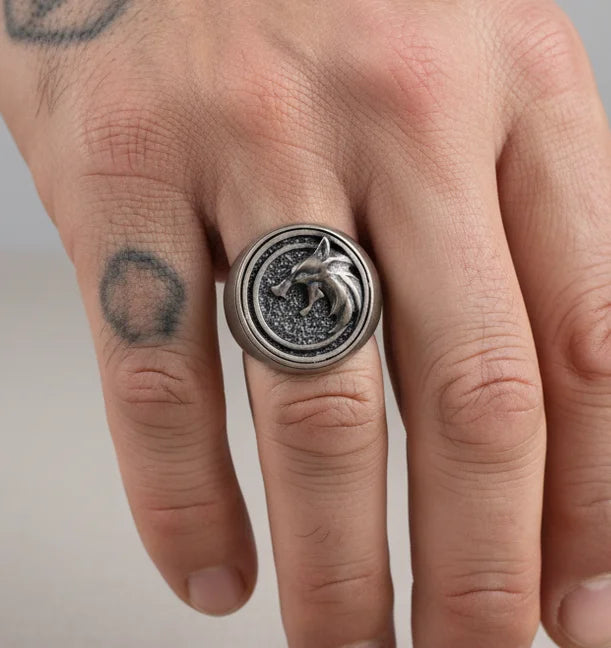 Witcher Wolf Relief Signet Ring  Ring Charmora Jewelry
