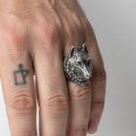 Wolf Head Relief Motif Signet Ring  Ring Charmora Jewelry