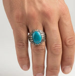 Ottoman Relief Motif Turquoise Ring  Ring Charmora Jewelry