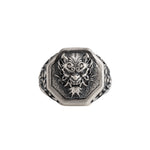 Japanese Oni Mask Relief Signet Ring  Ring  Charmora Jewelry