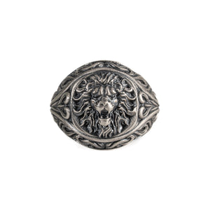 Sculpted Lion Head Signet Ring  Ring  Charmora Jewelry