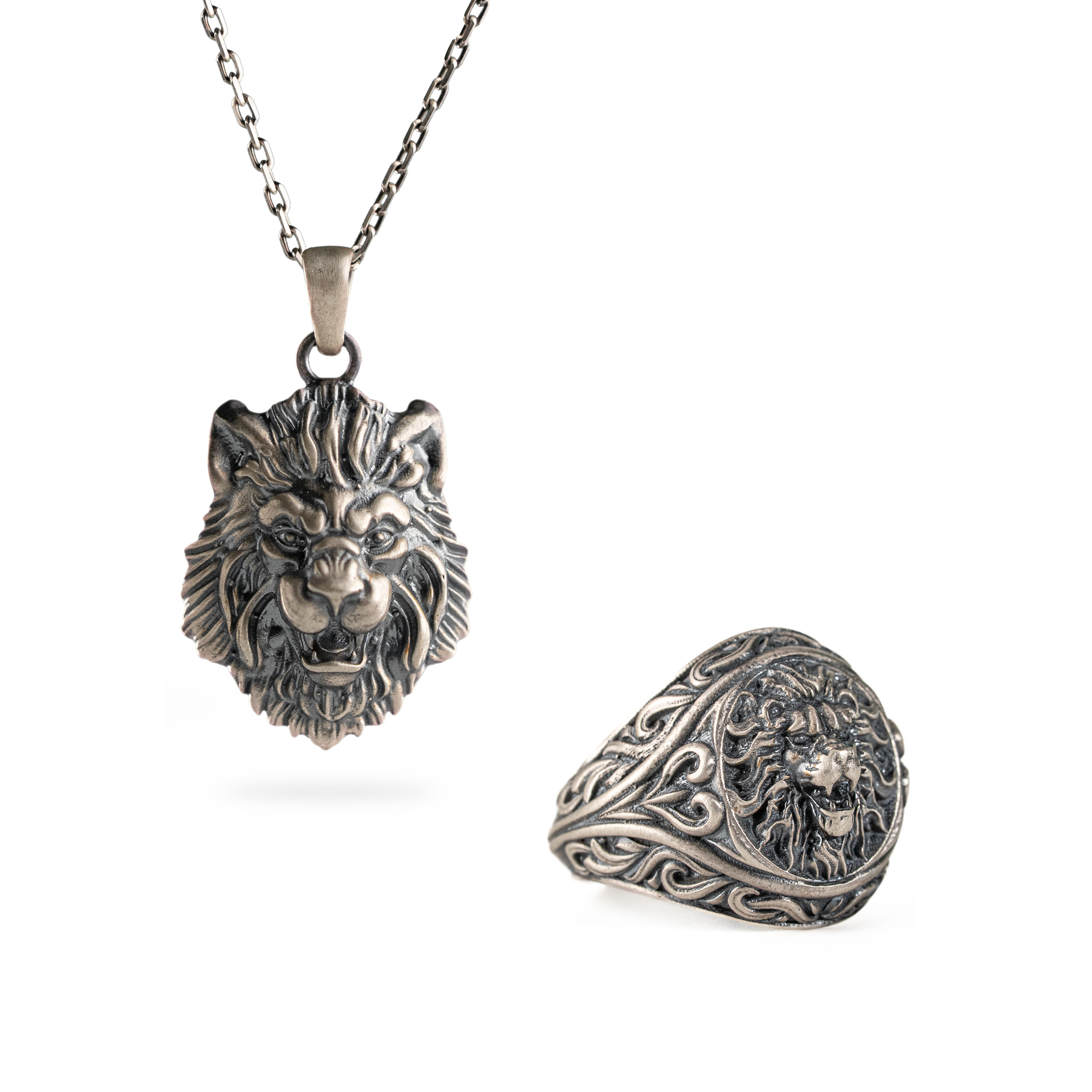 Figurative Lion Head Motif Jewelry Set  Charmora Jewelry