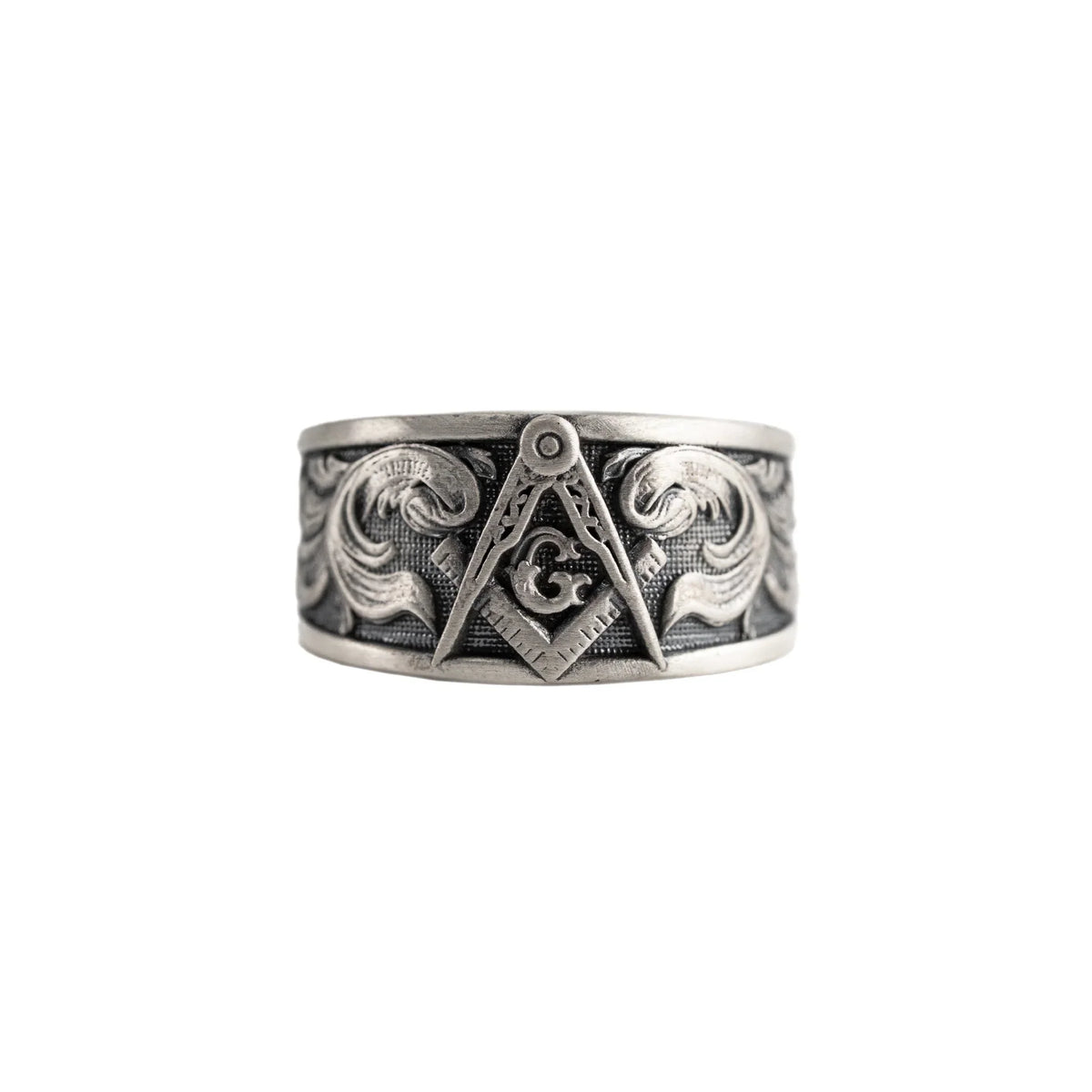 Masonic Relief Motif Band Ring  Ring  Charmora Jewelry
