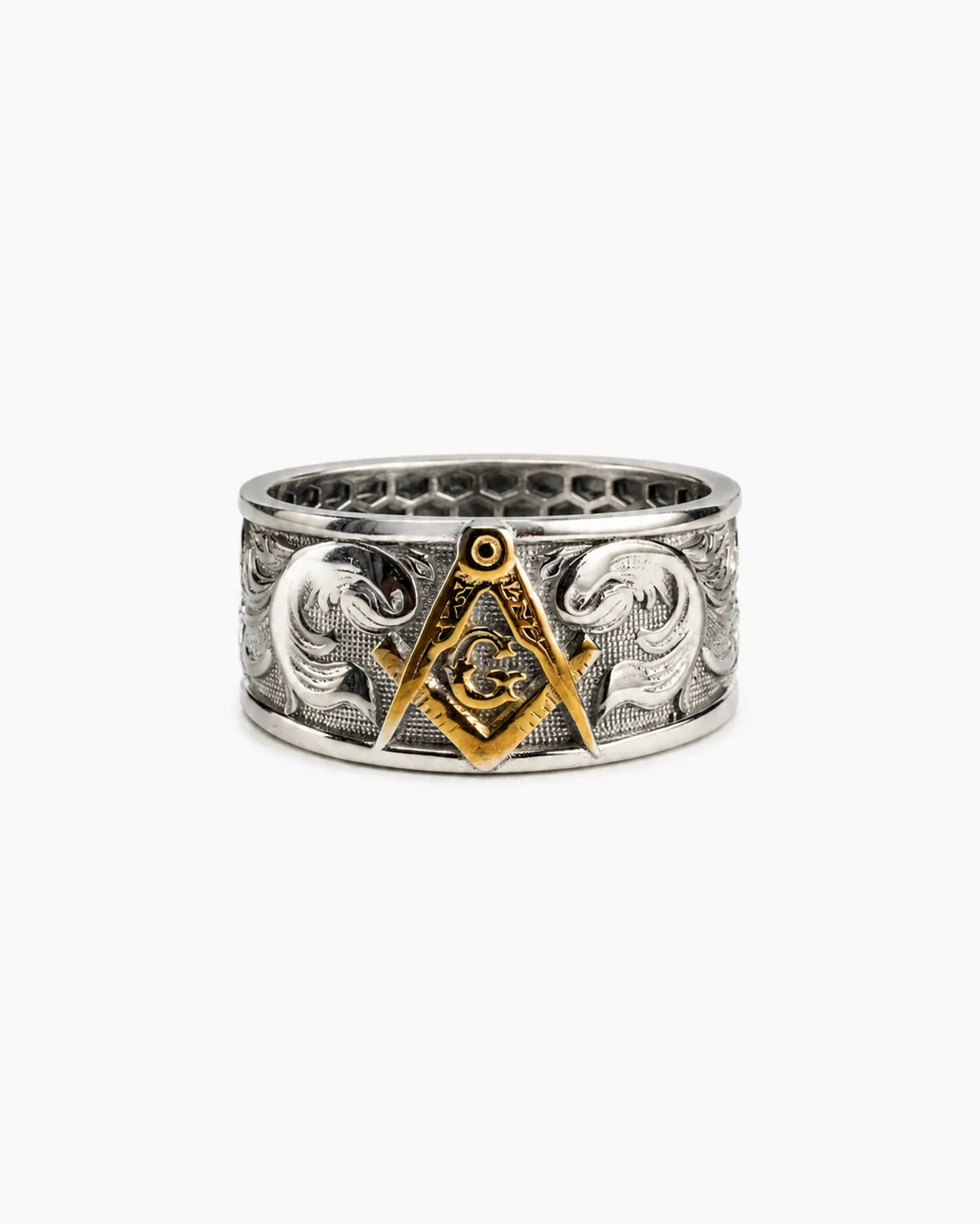 Masonic Relief Motif Band Ring  Ring Charmora Jewelry