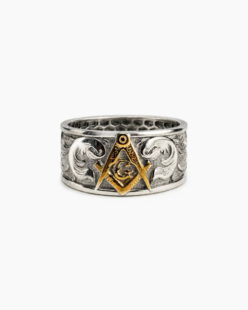 Masonic Relief Motif Band Ring  Ring Charmora Jewelry