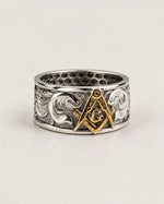 Masonic Relief Motif Band Ring  Ring Charmora Jewelry
