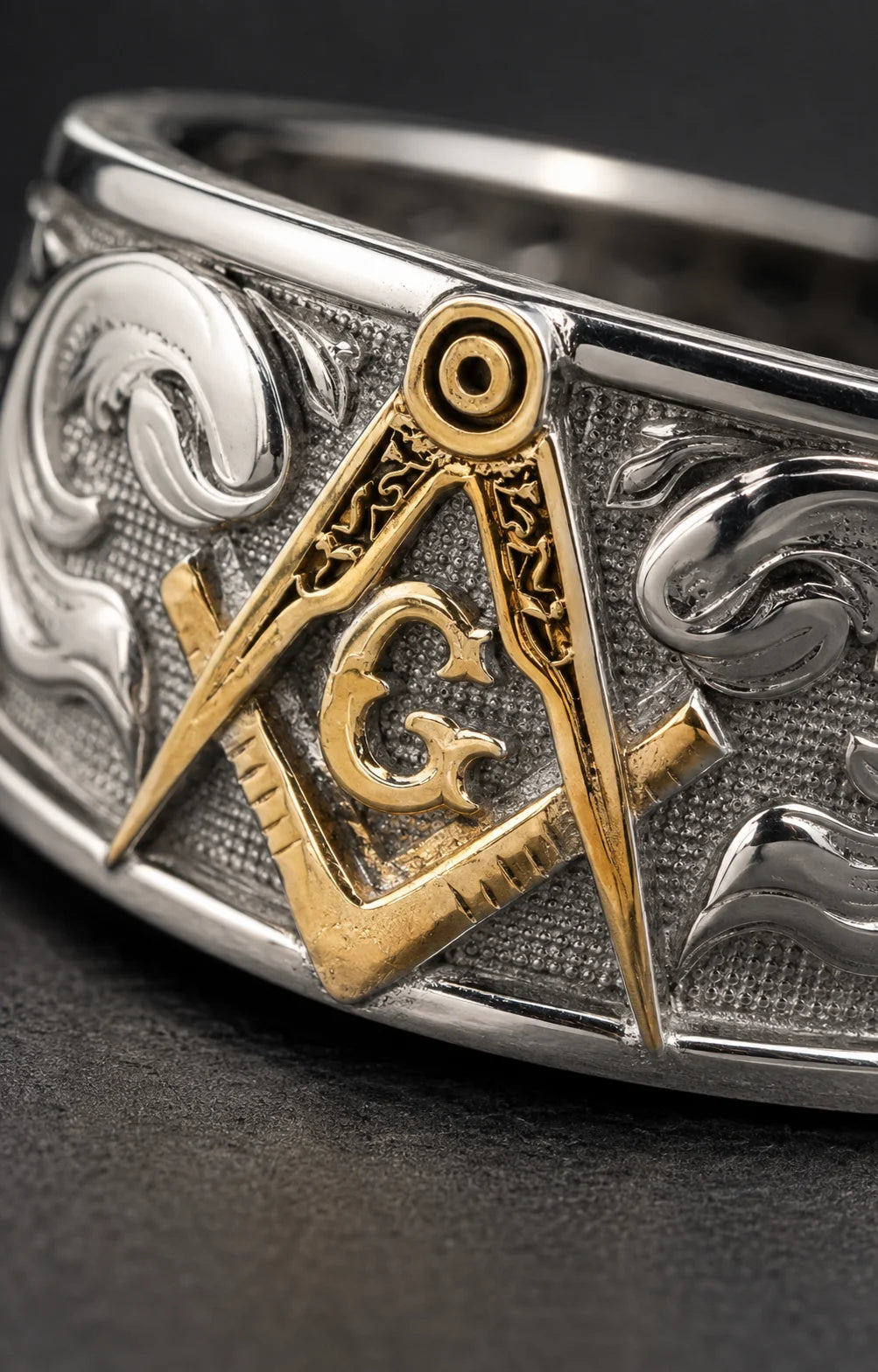 Masonic Relief Motif Band Ring  Ring Charmora Jewelry