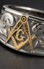 Masonic Relief Motif Band Ring  Ring Charmora Jewelry