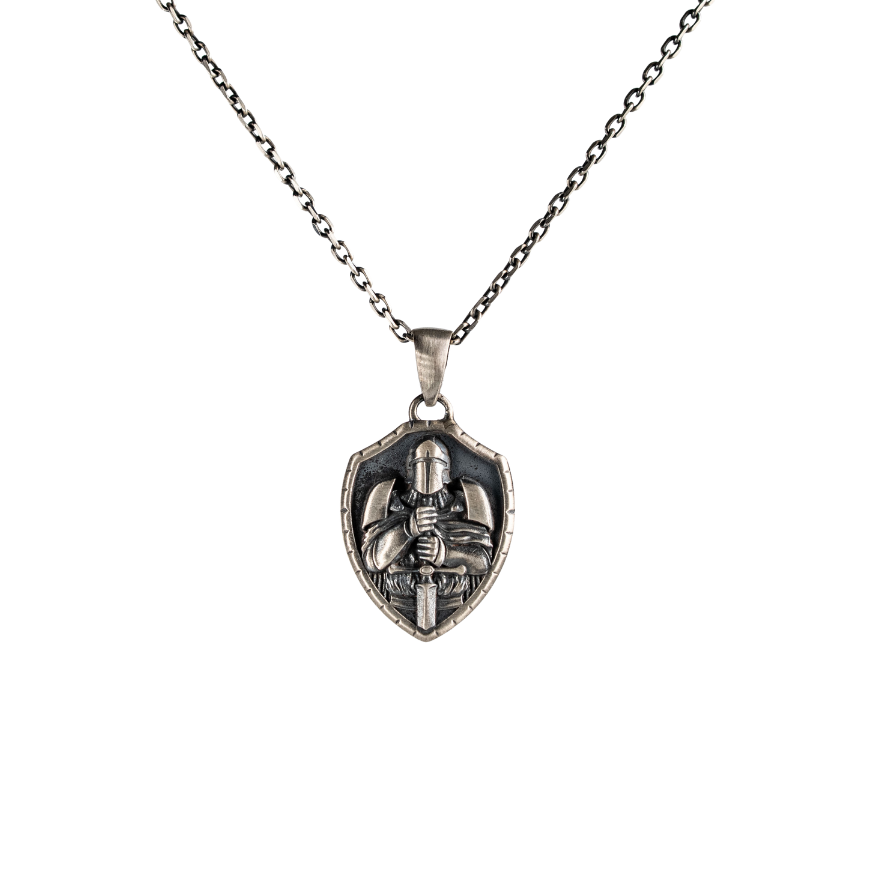 Medieval Knight Shield Sword Armor Necklace  Necklace  Charmora Jewelry