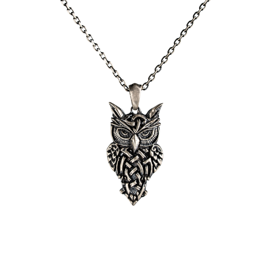 Celtic Knotwork Totem Owl Necklace  Necklace  Charmora Jewelry