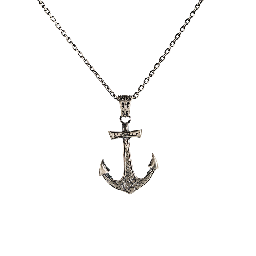 Ornate Antique Baroque Anchor Pendant Necklace  Necklace  Charmora Jewelry