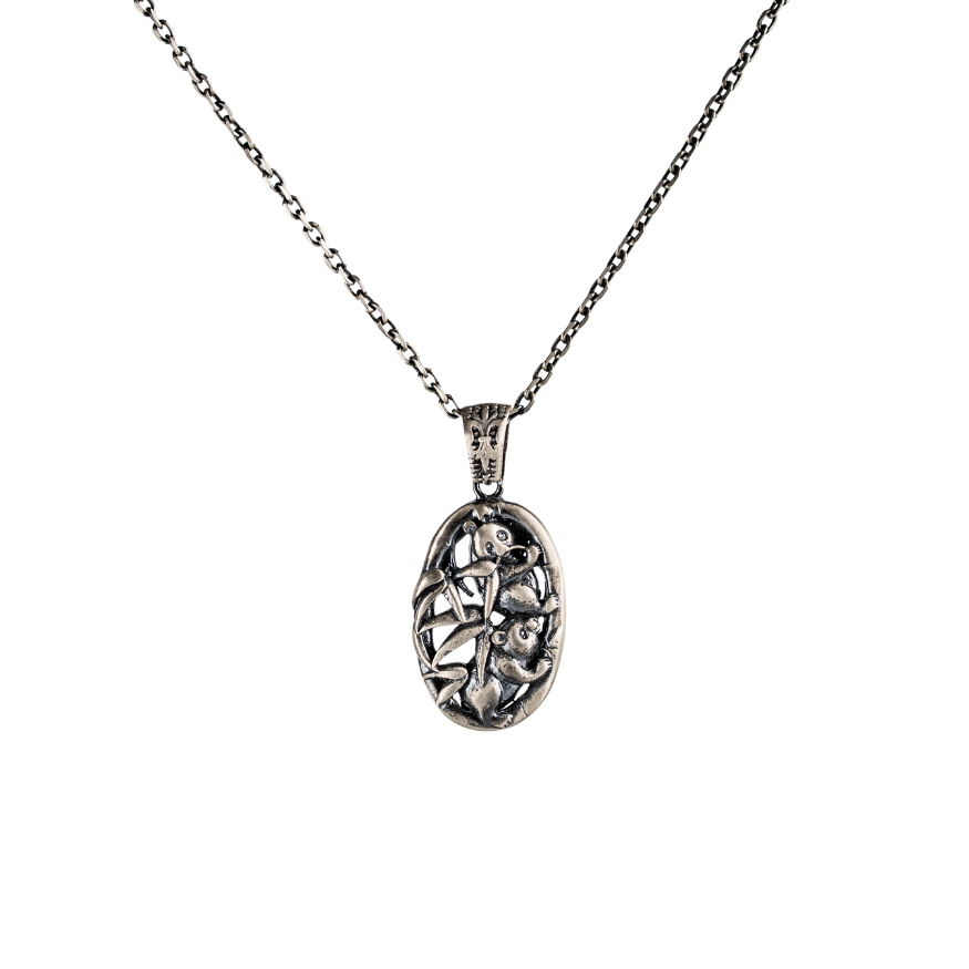 Openwork Bamboo Panda Medallion Necklace  Necklace  Charmora Jewelry