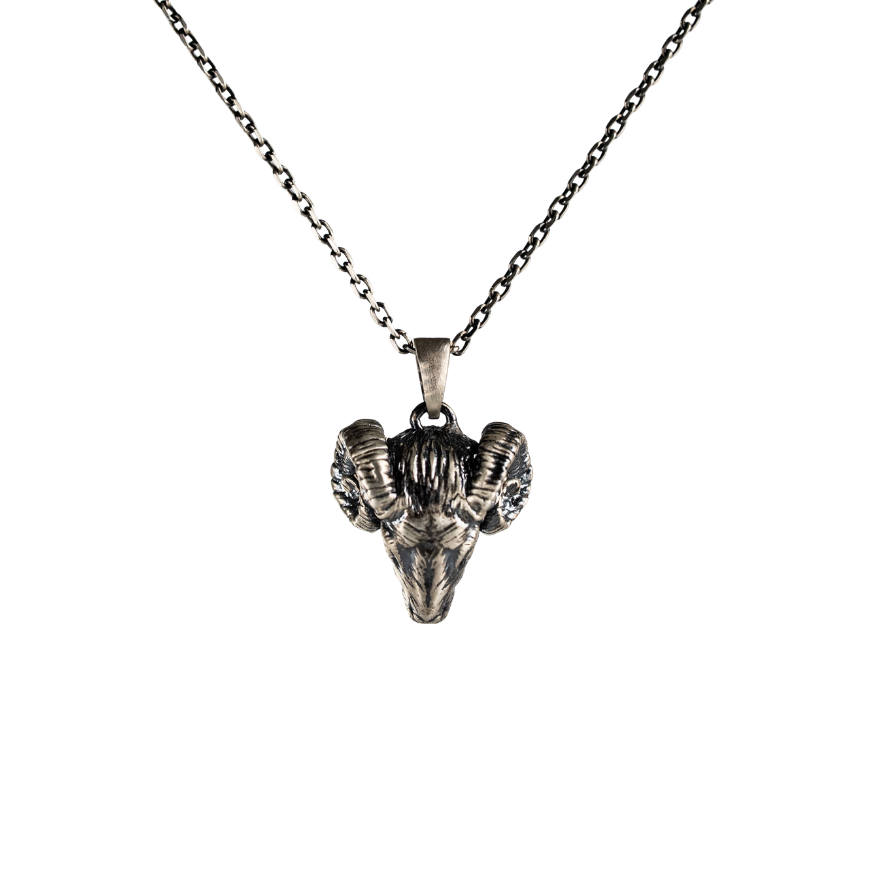 Spiral Horned Ram Skull Necklace  Necklace  Charmora Jewelry