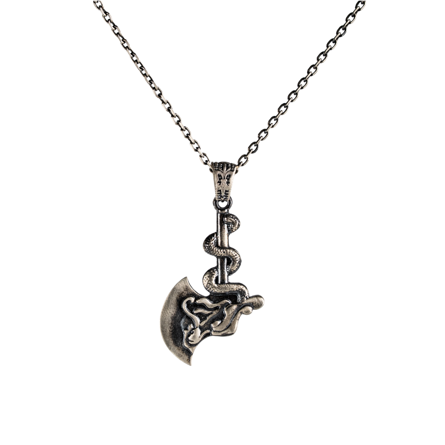 Viking Norse Serpent Axe Pendant Necklace  Necklace  Charmora Jewelry