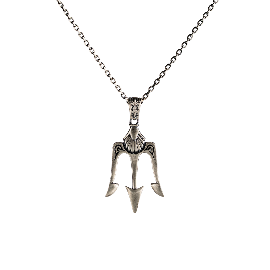 Antique-Style Trident Spear Pendant Necklace  Necklace  Charmora Jewelry