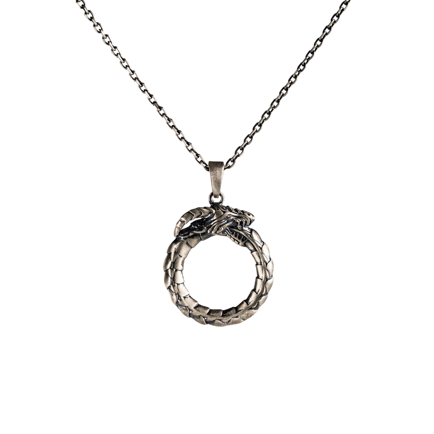 Viking Dragon Ouroboros Circle Necklace  Necklace  Charmora Jewelry