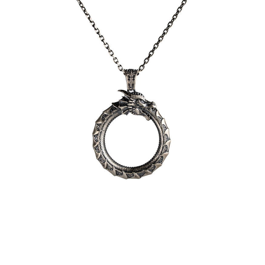 Ouroboros Dragon Eternal Cycle Necklace  Necklace  Charmora Jewelry