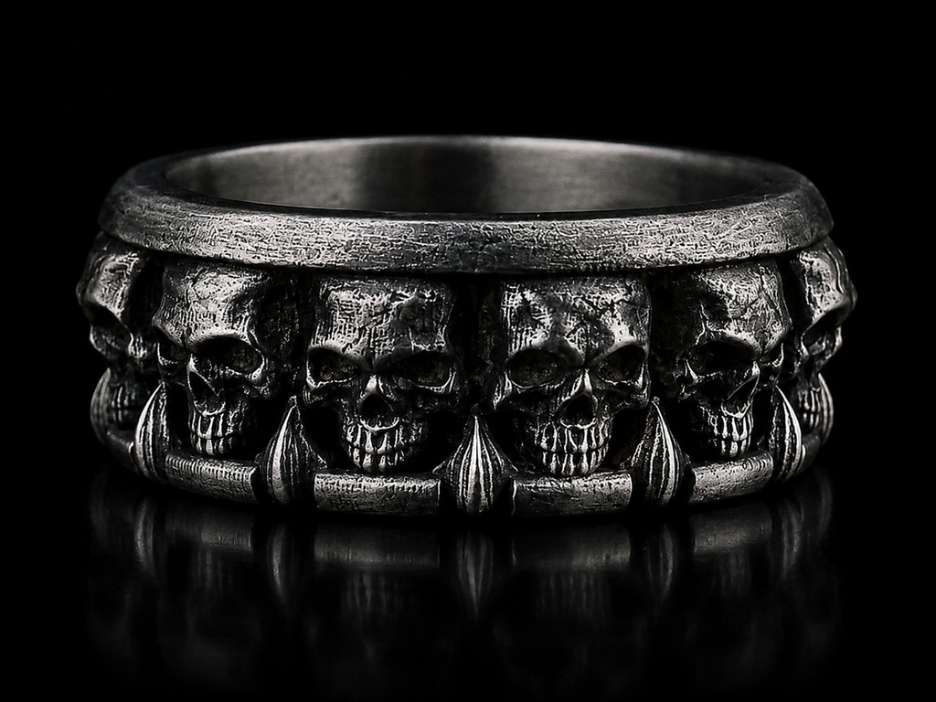 Handmade Oxidized Silver Ring Skull: Gothic Jewelry Gift - Charmora Jewelry