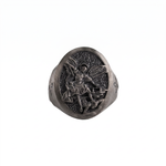 St Michael Archangel Relief Motif Signet Ring  Ring  Charmora Jewelry