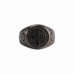 St Benedict Relief Motif Signet Ring  Ring  Charmora Jewelry