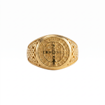 St Benedict Relief Motif Signet Ring  Ring  Charmora Jewelry
