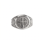 St Benedict Relief Motif Signet Ring  Ring  Charmora Jewelry