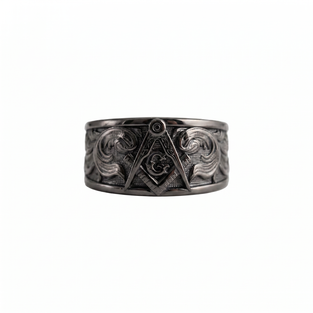Masonic Relief Motif Band Ring  Ring  Charmora Jewelry