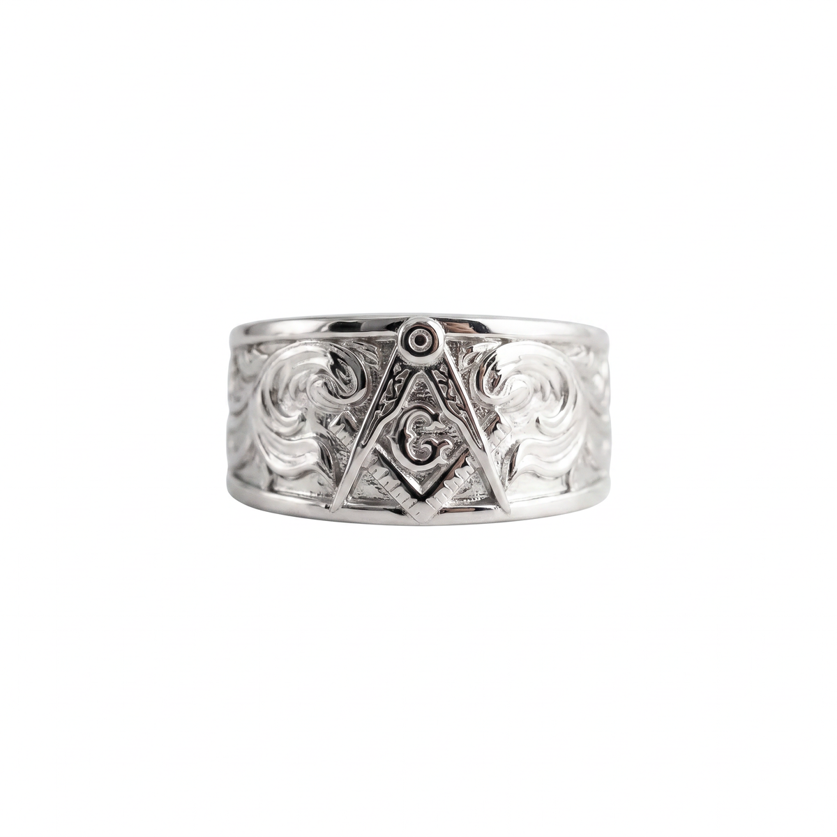 Masonic Relief Motif Band Ring  Ring  Charmora Jewelry