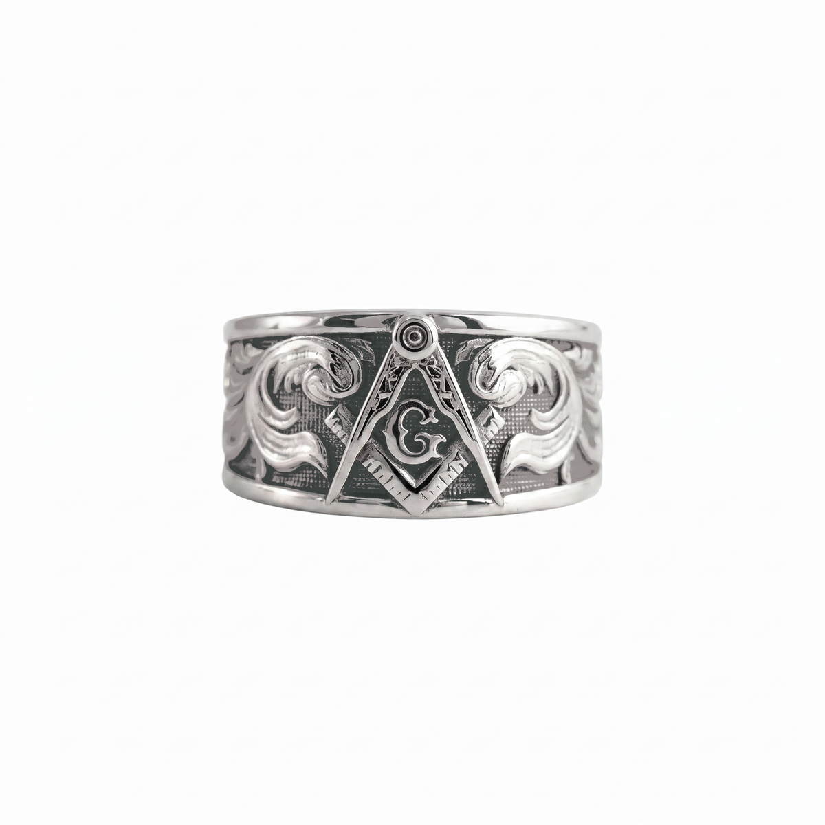 Masonic Relief Motif Band Ring  Ring  Charmora Jewelry