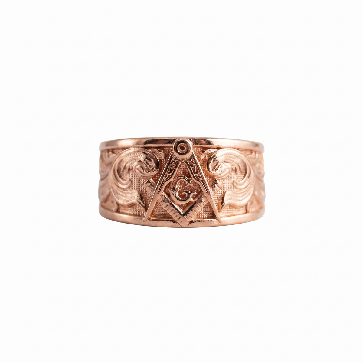 Masonic Relief Motif Band Ring  Ring  Charmora Jewelry