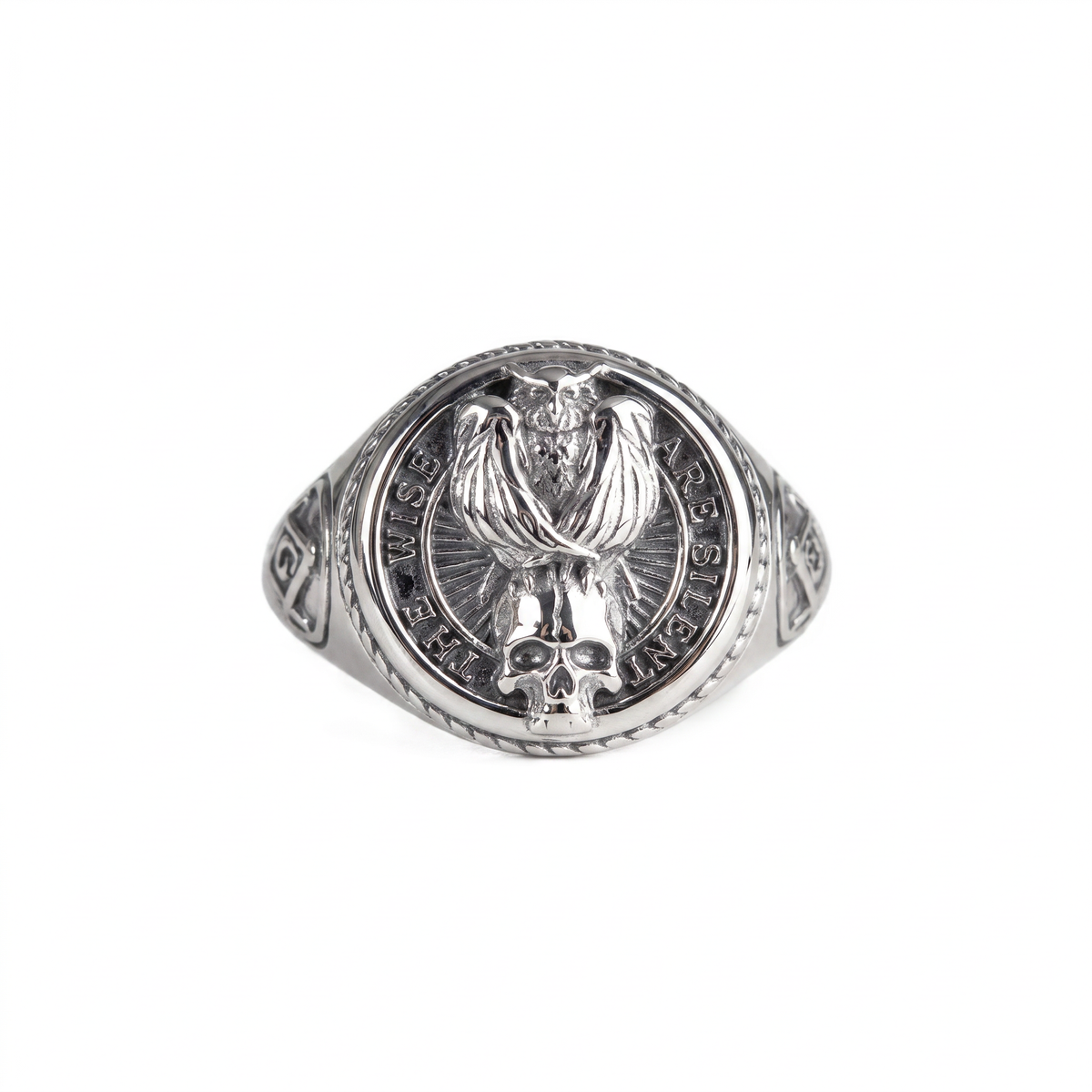 Owl Skull Relief Motif Ring  Ring  Charmora Jewelry