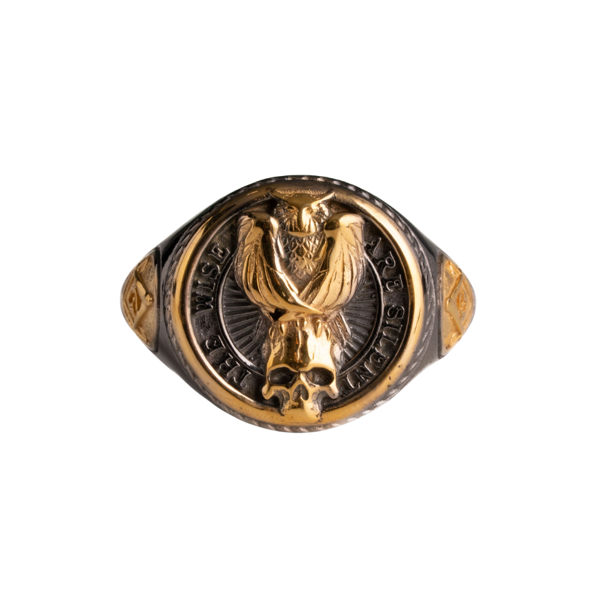 Owl Skull Relief Motif Ring  Ring  Charmora Jewelry