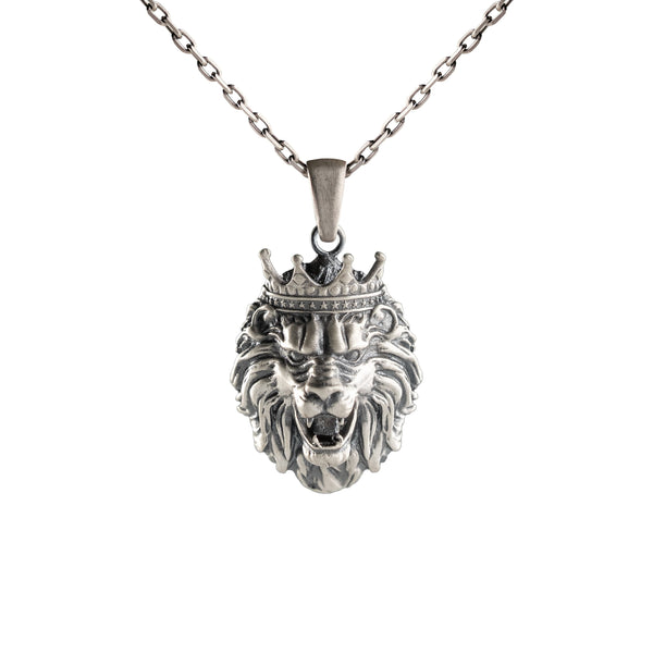 Crowned Roaring Lion Motif Necklace
