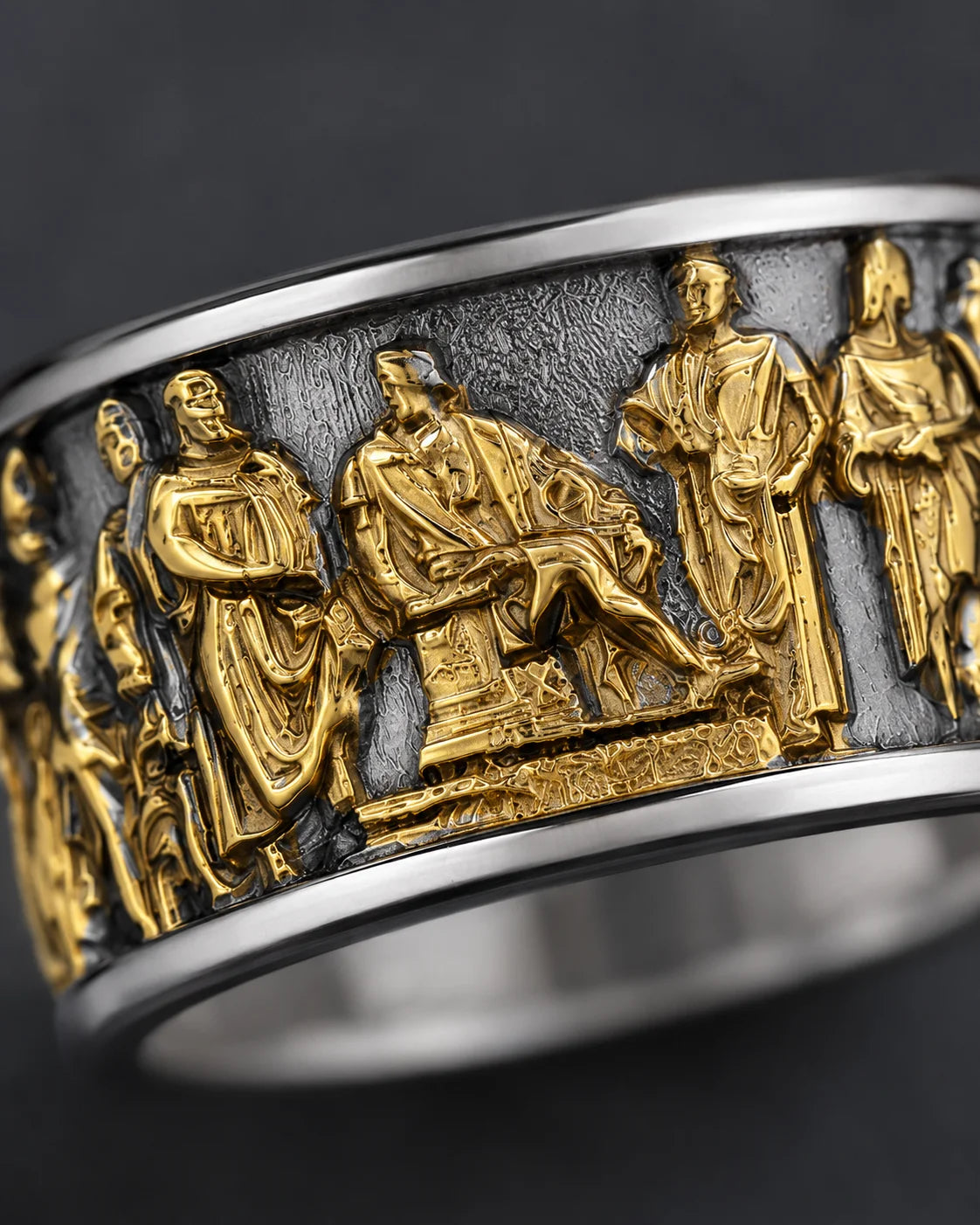 Ancient Roman Gladiator Relief Motif Ring  Ring Charmora Jewelry