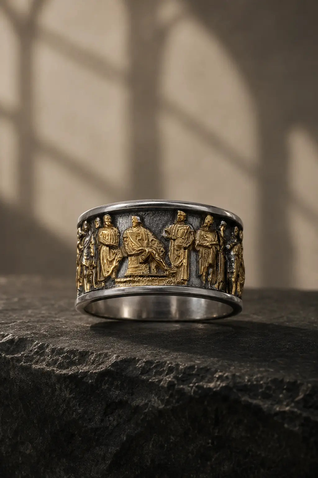 Ancient Roman Gladiator Relief Motif Ring  Ring Charmora Jewelry
